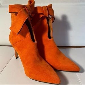XYD: Classical Orange Pointy Toe Ankle Boots
